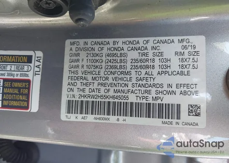 2019 Honda Cr-V Ex from USA, damaged, VIN 2HKRW2H55KH645055